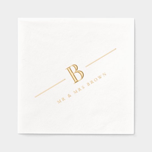 Eenvoudig Modern Monogram Gepersonaliseerde bruilo Folie Servetten (Voorkant)