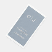 Eenvoudig modern monogram giftig blauw huwelijk servet (Hoek)