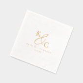 Eenvoudig Modern Monogram Gouden Trouw Cocktail Folie Servetten (Links)