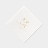 Eenvoudig Modern Monogram Gouden Trouw Cocktail Folie Servetten (Rechts)
