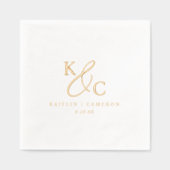 Eenvoudig Modern Monogram Gouden Trouw Cocktail Folie Servetten (Voorkant)