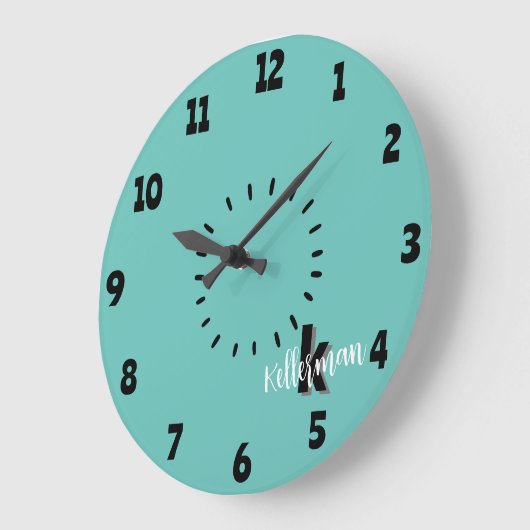 Eenvoudig modern Monogram Grote Klok (Hoek)