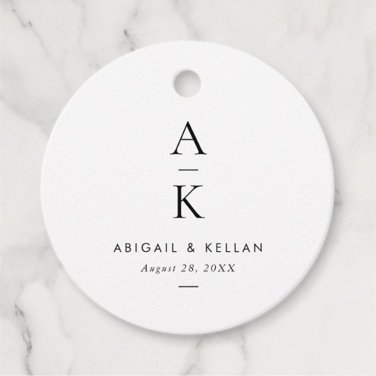 Eenvoudig modern monogram huwelijk bedankjes labels (Voorkant)