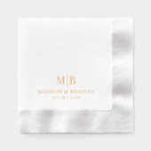 Eenvoudig Modern Monogram Huwelijk Custom Folie Servetten (Voorkant)