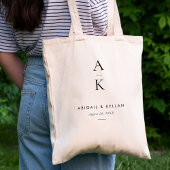 Eenvoudig modern monogram huwelijk tote bag