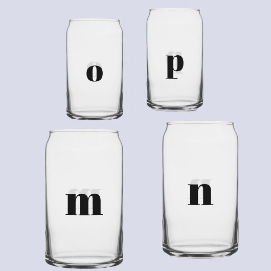 Eenvoudig modern Monogram Initiaal, aangepast Blikvorm Glas