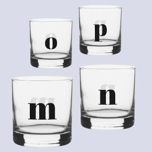 Eenvoudig modern Monogram Initiaal, aangepast Whisky Glas