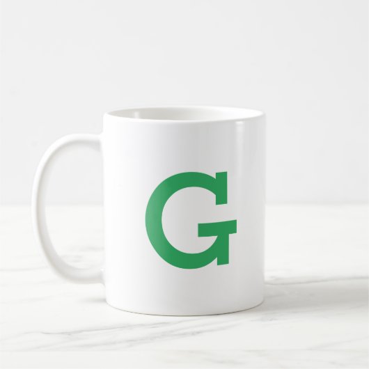 Eenvoudig Modern Monogram Initiaal Letter in Groen Koffiemok (Links)