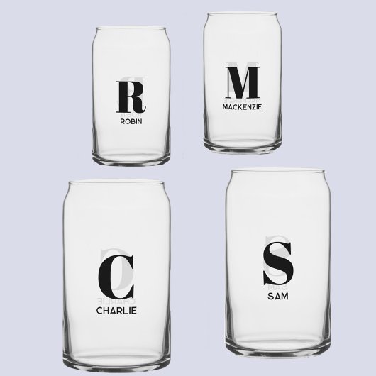 Eenvoudig Modern Monogram Initiaal Naam Gepersonal Blikvorm Glas