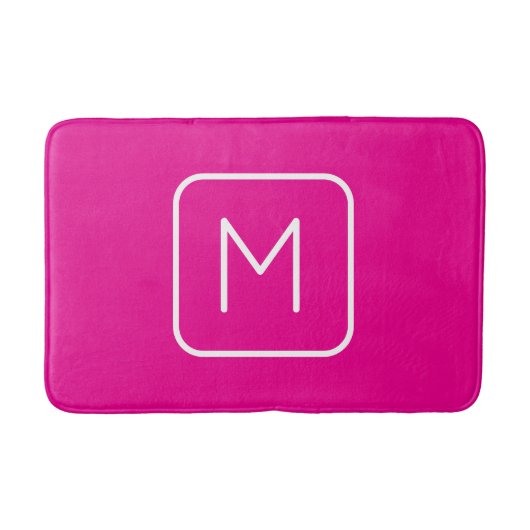 Eenvoudig & Modern Monogram Initiaal | Roze & Wit Badmat (Voorkant)