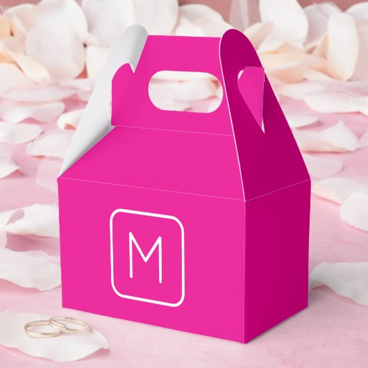 Eenvoudig & Modern Monogram Initiaal | Roze & Wit Bedankdoosjes (Huwelijk)