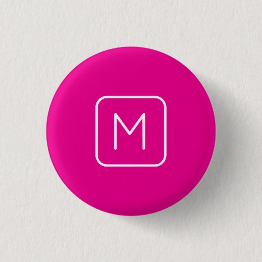 Eenvoudig & Modern Monogram Initiaal | Roze & Wit Ronde Button 3,2 Cm (Voorkant)