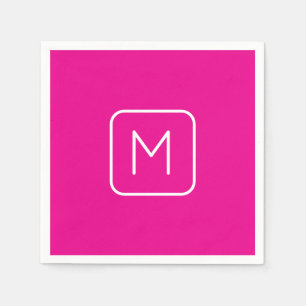 Eenvoudig & Modern Monogram Initiaal   Roze & Wit Servet