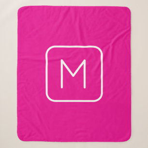 Eenvoudig & Modern Monogram Initiaal Roze & Wit Sherpa Deken