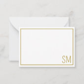 Eenvoudig Modern Monogram Initialen Gouden Rand Notitiekaartje (Voorkant)