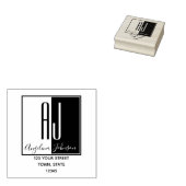 Eenvoudig Modern Monogram Initialen Retouradres Rubberstempel (Gestempeld)