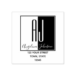 Eenvoudig Modern Monogram Initialen Retouradres Rubberstempel