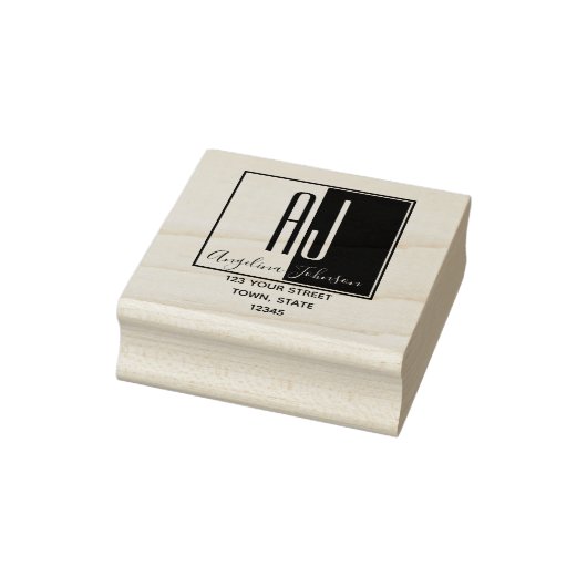 Eenvoudig Modern Monogram Initialen Retouradres Rubberstempel (Stempel)
