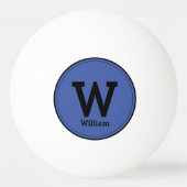 Eenvoudig modern monogram, Klassiek blauw Pingpongbal (Achterkant)
