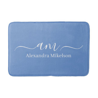 Eenvoudig Modern Monogram korenbloem blauw Minimal Badmat