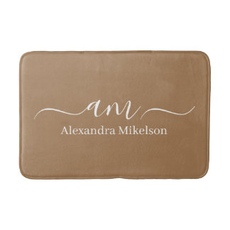 Eenvoudig Modern Monogram lichte bruine Minimalist Badmat