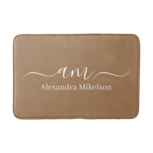 Eenvoudig Modern Monogram lichte bruine Minimalist Badmat (Voorkant)
