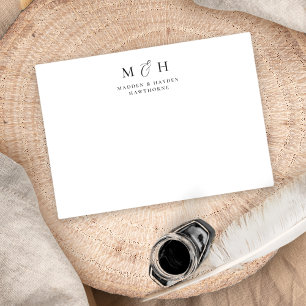 Eenvoudig Modern Monogram Paar Trouwbriefpapier Notitiekaartje