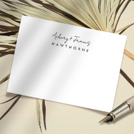 Eenvoudig Modern Monogram Paar Trouwbriefpapier Notitiekaartje