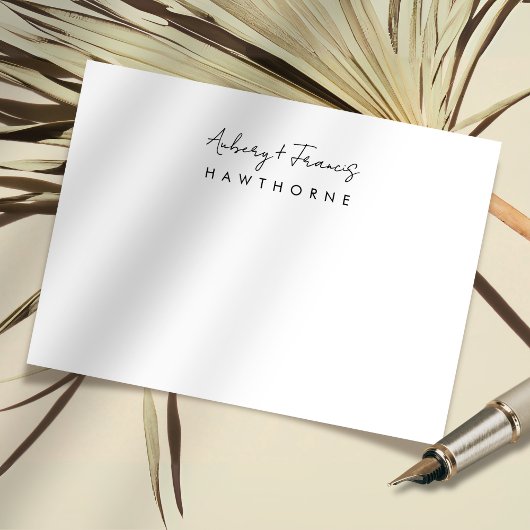 Eenvoudig Modern Monogram Paar Trouwbriefpapier Notitiekaartje
