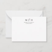 Eenvoudig Modern Monogram Paar Trouwbriefpapier Notitiekaartje (Voorkant)