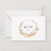 Eenvoudig Modern Monogram Paar Wildflower Wedding Notitiekaartje (Achterkant)