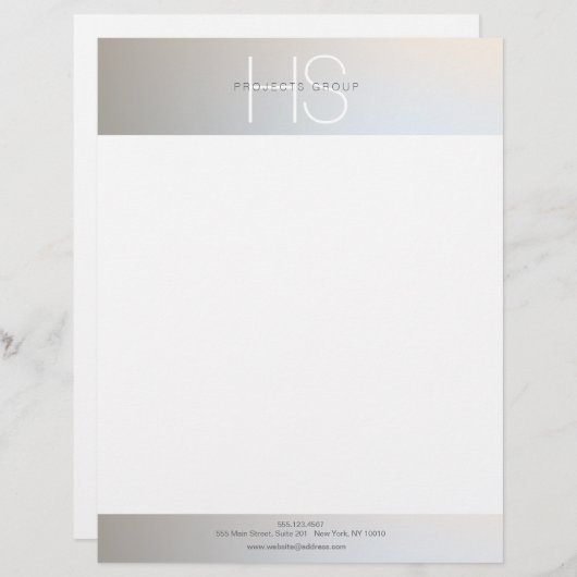 Eenvoudig modern Monogram Professional Grey Silver Briefhoofd (Voorkant / Achterkant)