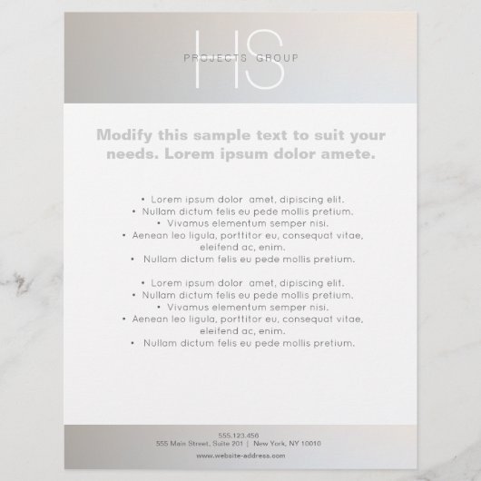 Eenvoudig modern Monogram Professional Grey Silver Flyer (Voorkant)