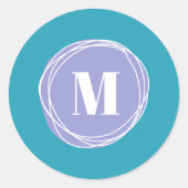 Eenvoudig modern Monogram Ronde Sticker (Voorkant)