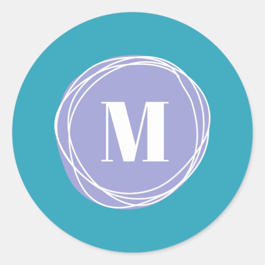 Eenvoudig modern Monogram Ronde Sticker (Voorkant)