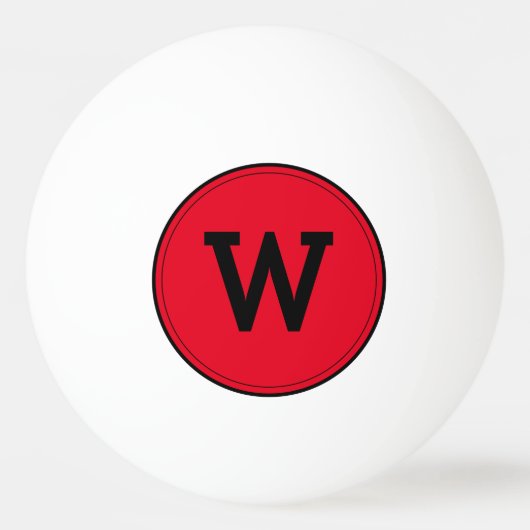Eenvoudig modern monogram Rood Ping Ball (Voorkant)
