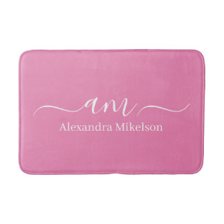 Eenvoudig Modern Monogram roze Minimalist Badmat