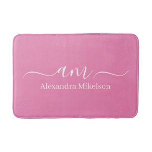 Eenvoudig Modern Monogram roze Minimalistisch Badmat