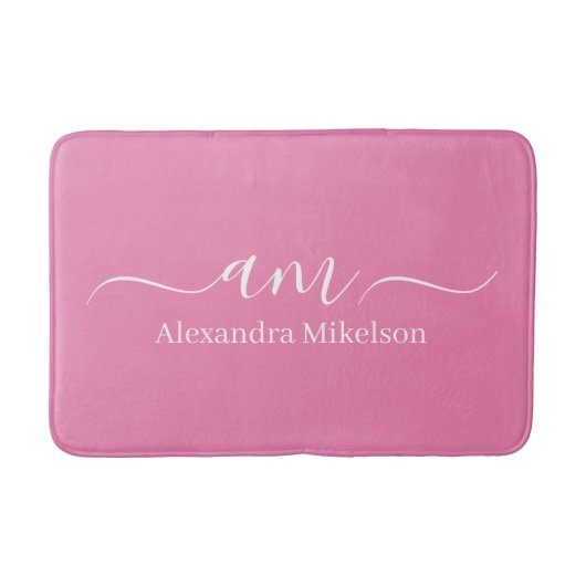 Eenvoudig Modern Monogram roze Minimalistisch Badmat (Voorkant)