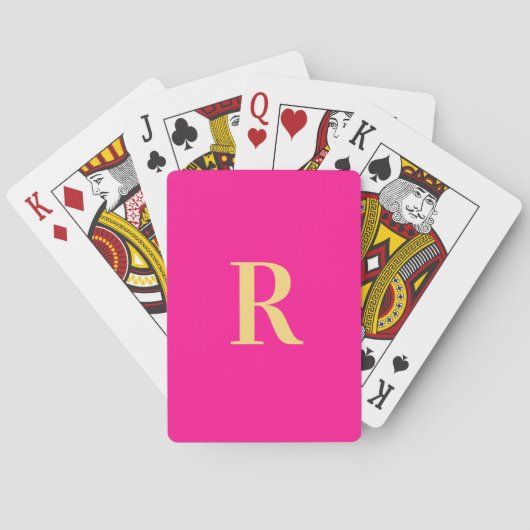 Eenvoudig Modern Monogram Roze Rood Pokerkaarten (Achterkant)