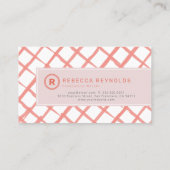 Eenvoudig Modern Monogram Roze & Rood Visitekaartje (Achterkant)