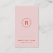 Eenvoudig Modern Monogram Roze & Rood Visitekaartje (Voorkant)
