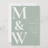 Eenvoudig modern Monogram Sage Green Wedding Kaart (Voorkant)