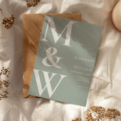 Eenvoudig modern Monogram Sage Green Wedding Kaart