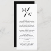 Eenvoudig Modern Monogram Stijlvol Trouwdiner Menu (Voorkant / Achterkant)