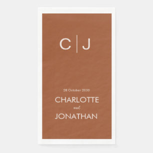 Eenvoudig modern Monogram Terracotta Wedding Servet