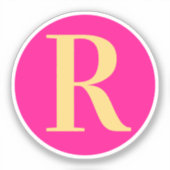 Eenvoudig modern monogram warm roze sticker (Voorkant)