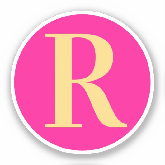 Eenvoudig modern monogram warm roze sticker (Voorkant)