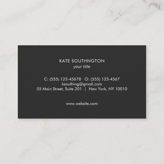 Eenvoudig modern monogram zilver gestreept wit visitekaartje (Achterkant)