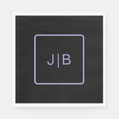 Eenvoudig modern monogram, zwart en lavendel servet (Voorkant)